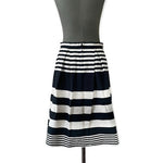Moda at George Black White Striped Midi Skirt UK 10 US 8 Cotton Ruffled Good