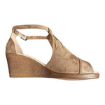 Journee Collection Kedzie Gold Tan Faux Suede Wedge Sandals Women’s Size 7 NWOB