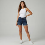 NICOLE MILLER NY Tribeca Mid Rise Denim Shorts Dark Blue Size 6 NWT