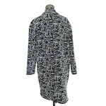 PHILOSOPHY Women Cardigan M Black White Long Blazer Open Front Ponte Knit Duster