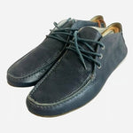 Men’s Navy Blue Perforated Leather Lace-Up Loafers Moccasins Size 42 Italy