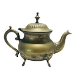 Rare VNTG Footed Ornate Teapot with Handle EPNS Solid Brass Tea Kettle Decor