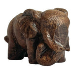 Chinese Boxwood Hand-Carved Elephant Statue 2.6" Feng Shui Good Luck Figurine