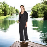 S&S Women Black Hoodie Sweatsuit Two Piece Tracksuit Set Cotton S/M NWOT