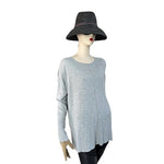H&M Women's Light Grey Pullover Sweater Size M Crew Neck Drop Shoulder Casual VG