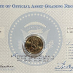 2008 Presidential Andrew Jackson Dollar Coin Certificate Asset Grading NIB
