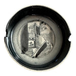 Vintage El Campanello GTO Mexico Ashtray 3.25" Black White Ceramic Hand-Painted