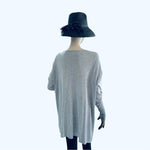 H&M Women's Light Grey Pullover Sweater Size M Crew Neck Drop Shoulder Casual VG