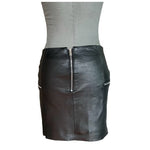 Zara Women's Black Lambskin Mini Skirt XS Silver Zip Pockets Leather NWT