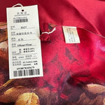 ASILK Red Watercolor Floral Mulberry Silk Scarf Wrap Cover Up NWT