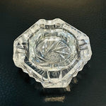 Art Deco Crystal Ashtrays Pair 3" Lead Accents Vintage 1930s Style Set of 2