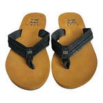 BILLABONG KAI Women’s Off Black Braided Vegan Leather Sandals Flip Flops 6.5