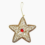 Vintage Star Gold Wire Rhinestone Christmas Tree Ornament 5"x5" Artisan Crafted