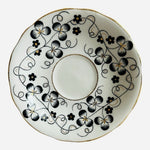 Vintage Clarence England Bone China Tea Saucer Gold Black Floral 5.5" Replace VG