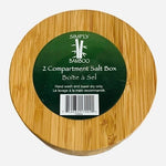 Simply Bamboo 2 Compartment Salt Pepper Box 4.5 Round Wood Kitchen Container New