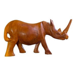 Hand Carved Wood Rhino Statue 8.5" Wooden Rhinoceros Figurine African Art Decor