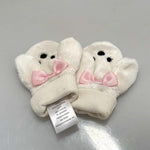 Winter White Pink Plush Mittens Baby Girl Mittens Funny Rabbit Design Mittens