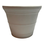 Modern White Ceramic Planters Set of 2 Horizontal Ribs 5" 4" Round Pots New