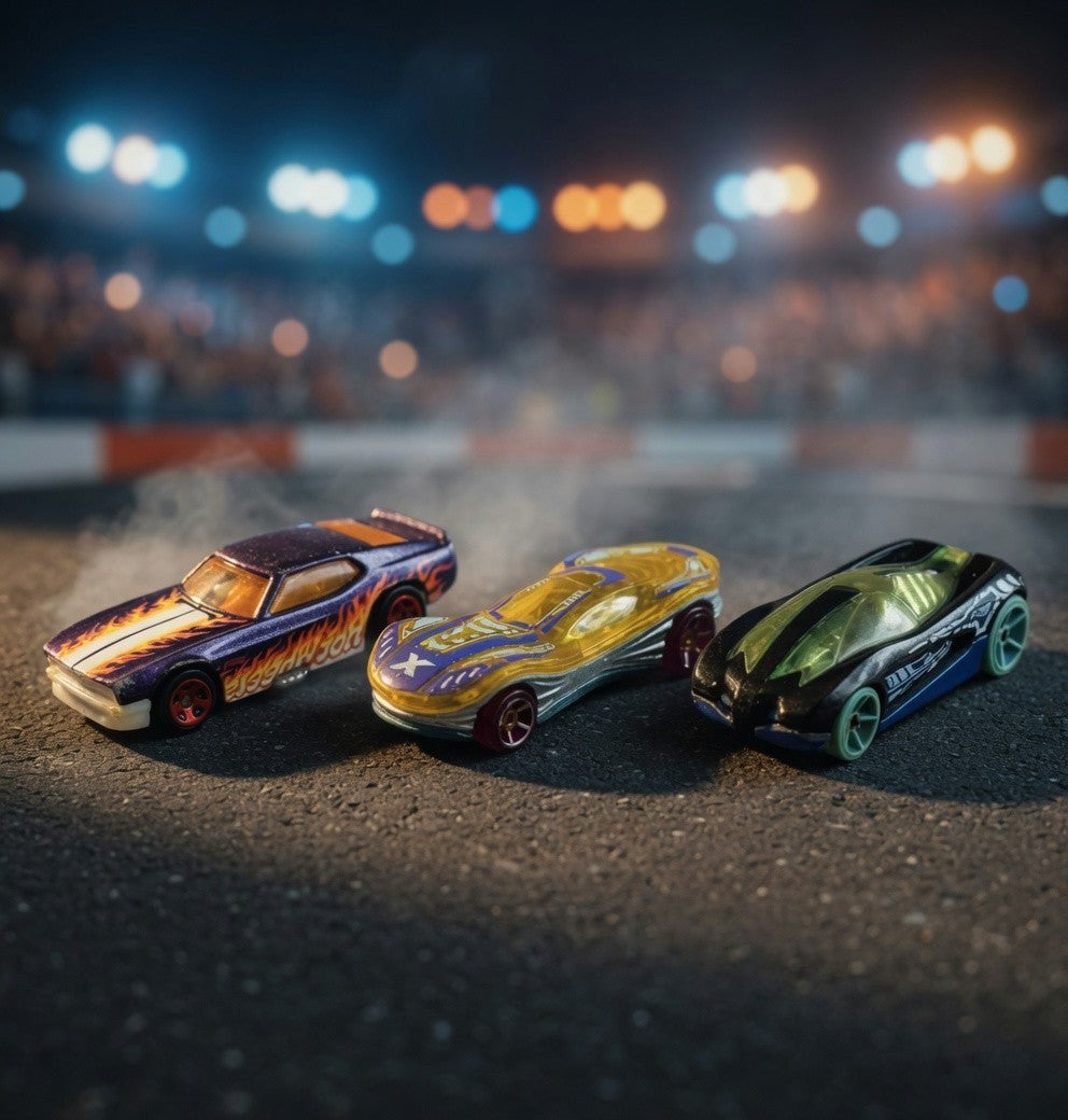 Hot Wheels Diecast Cars Lot of 3 Mini Model Vehicles Good Condition