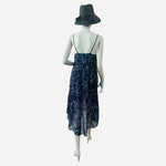 ECOTE High-Low Dress Size M Navy Blue Pink Floral Sheer Double Layer Very Good