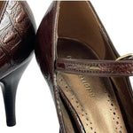 Predictions Brown Croco Leatherette Strap Heels Women’s Sandals Size 8.5 NWOB
