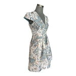 Vince Camuto Women's Blue Rose Gold Floral Jacquard V-Neck Dress 4 NWT $168
