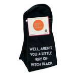 About Face Designs Funatic Funny Socks Women's 5-10 Black Crew Quote NWT