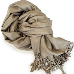 Grey Pashmina Scarf with Fringe 72"x27" Shawl Wrap Neck Warmer VG