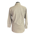 Ermenegildo Zegna Tan Beige Blue Plaid Check Cotton Button Down S Dress Shirt VG