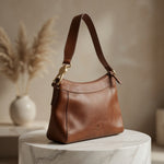 Dooney & Bourke Florentine Leather Shoulder Hobo Bag Tan Brown VG