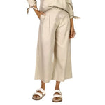 Michael Kors Linen Viscose Cropped Wide Leg Capri Pants Tan Dune Size 6P NWT