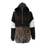 ZARA Womens Hoodie S Black White Leopard Print Colorblock Long Sleeve Sweater