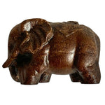 Chinese Boxwood Hand-Carved Elephant Statue 2.6" Feng Shui Good Luck Figurine