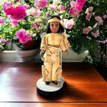Vintage Native American Indian Girl Doll 8" Beaded Leather Handmade Blink Eyes