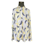 Lady Pinseeker Yellow Palm Print Golf Shirt 2XL Mock Neck Zip Long Sleeve NWT