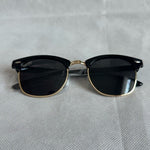 Polarized Half Frame Horn Rimmed Sunglasses Black Unisex Deep Eddy Vodka New