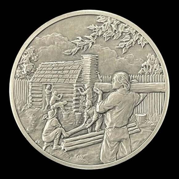 Franklin Mint History of Colonial America Pewter Medal Fort Christina Vintage