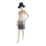 Bali Queen Women's White Grey Metallic Bead Neckline Dress Midi Rayon Adjustable