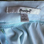 PAPAYA Blue Multicolor Mesh Skater Mini Skirt Floral Striped Size L EXC
