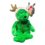 TY Beanie Baby 2002 Holiday Teddy Bear 10.5" Hologram Pin Happy Holidays NWT