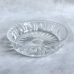 Vintage Pressed Glass Round Trinket Dish Starburst Sawtooth Rim 5.5x1.5" EXC