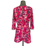 DALIA Womens Romper 6 Pink Floral Bell Sleeve V Neck Multicolor Pockets VG