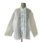 Womens White Organza Sheer Mandarin Collar Button Front Blouse L Long Sleeve NWT