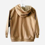 TOP HEAVY Boys Sherpa Fleece Bomber Jacket Size 5-6 Brown Full Zip Hooded