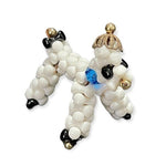 Vintage Artisan White Beads Poodle Statue Dog Figurine Dog Lover Gift Souvenir