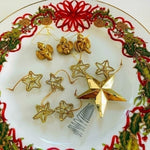 Vintage Gold Tone Christmas Ornaments Set 9 Enamel Angels Stars Tree Topper 2"