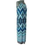Enfocus Studio Women Maxi Dress 6 Emerald Print Blue Green White Boho Sleeveless