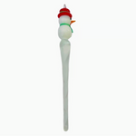 Glass Snowman Teardrop Ornament 6.5” Red White Green Holiday Christmas Decor