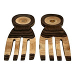 Set 2 Bamboo Wood Salad Serving Hands Natural Grabbers Forks Handcrafted NWOT