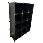 12-Cube DIY Modular Plastic Closet Organizer Bookcase Storage Shelves Black NIB